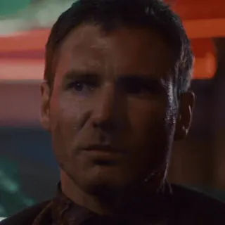 😕 Rick Deckard Blade Runner Harrison Ford, Blade Runner, Ciencia ficción, Película, Retrato whatsapp sticker