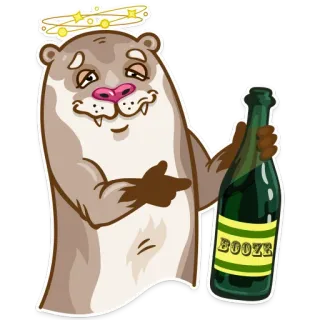 🥴 BOOZE rái cá, say, rượu, đồ uống có cồn, hoạt hình, động vật, tiệc, say xỉn telegram sticker