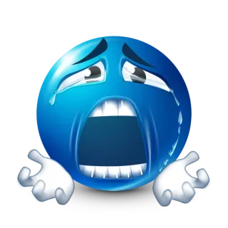 😢 llorando, emoji, triste, azul, cara whatsapp sticker