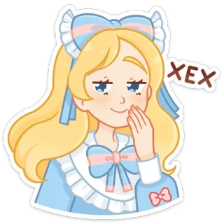 😅 XEX desenho animado, menina, loira, fofa, doce, adesivo telegram sticker
