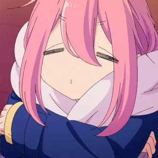 😒 Nadeshiko Kagamihara Laid-Back Camp Anime, Cartoon, Mädchen, Winter, Pinke Haare, Süß, Laid-Back Camp telegram sticker