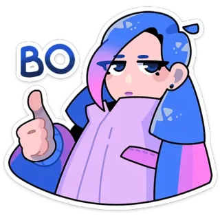 👍 BO Anime, Kciuk w górę, Słodkie, Kreskówka, Ilustracja whatsapp sticker
