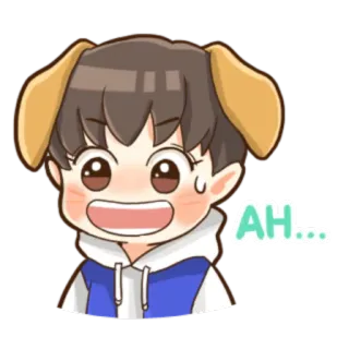 😰 AH... orelhas de cachorro, desenho animado, fofo, personagem, suor, envergonhado telegram sticker