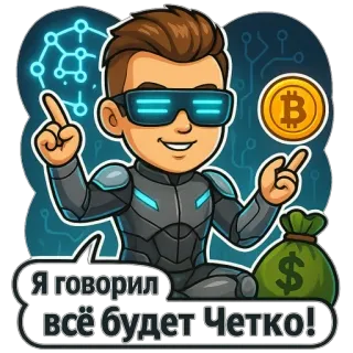 👌 Я говорил всё будет.Четко! dinero, bitcoin, criptomoneda, finanzas, éxito telegram sticker