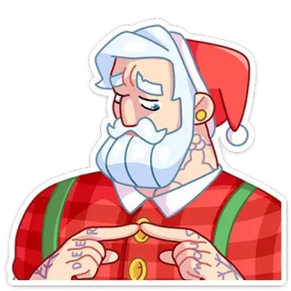 ☹️ Santa DEER MOM Santa Claus, Navidad, Fiesta, Dibujo animado, Tatuaje, Divertido, Meme telegram sticker