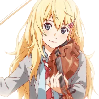 😊 Kaori Miyazono Your Lie in April Anime, Violino, Ragazza, Musica, Capelli Biondi, Personaggio, Your Lie in April, Kaori Miyazono telegram sticker