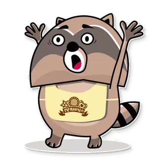 😲 ПРЯНИЧКО 너구리, 귀여운, 동물, 만화, 스티커 telegram sticker