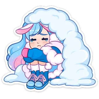 🥺 Anime, Słodkie, Smutne, Kreskówka, Chmury, Dziewczyna telegram sticker