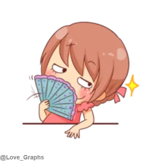 😈 chica, fan, lindo, dibujos animados, emoji, expresión telegram sticker