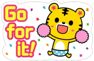 🎉 Go for it! tigre, coriandoli, incoraggiamento, pon-pon, carino, tifo telegram sticker