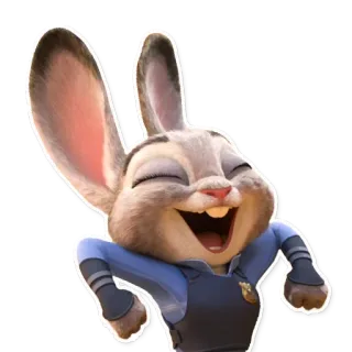 😄 Judy Hopps Zootopia lapin, police, dessin animé, joyeux, policier whatsapp sticker
