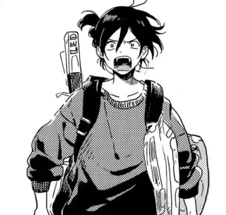 😤 anime, manga, character, backpack, worried, illustration telegram sticker