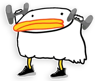🏋️‍♀️ duck, fitness, weights, exercise, cartoon, animal, funny telegram sticker