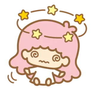 😵 tonto, estrelas, cabelo rosa, desenho animado, personagem, fofo telegram sticker