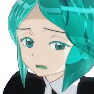 😟 Phosphophyllite Land of the Lustrous anime, manga, character, green hair, expression, phosphophyllite, land of the lustrous telegram sticker