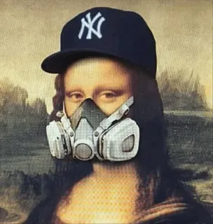😋 Mona Lisa Mona Lisa, sombrero, máscara, arte, cultura pop, parodia whatsapp sticker