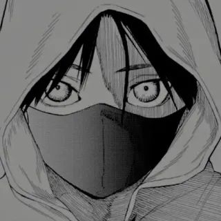 🔪 Anime, Manga, Masque, Sweat à capuche, Monochrome telegram sticker
