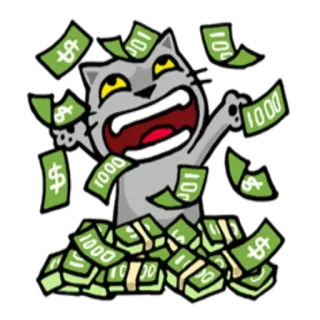 👛 cat, money, cash, wealth, cartoon, finance, rich telegram sticker