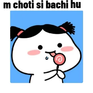 😌 m choti si bachi hu kartun, anak, perempuan, lolipop, imut telegram sticker