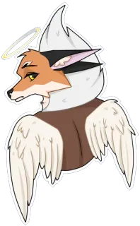 😇 天使, 光輪, 翼, 狐, 獣人, キャラクター, 動物 telegram sticker