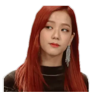 😑 Jisoo kpop, singer, celebrity, person, woman, red hair, blackpink, korean telegram sticker