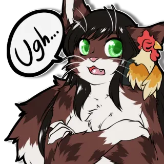 😒 Ugh... ugh, catgirl, chicken, anime, sticker, annoyed telegram sticker