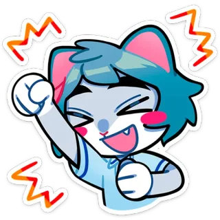 ☺️ kot, kreskówka, szczęśliwy, podekscytowany, świętowanie, animacja telegram sticker