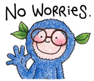 👌 No Worries desenho animado, fofo, personagem, ilustração, caprichoso, amigável, folhas, óculos whatsapp sticker