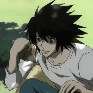 🎭 L Lawliet Death Note Anime, L, Death Note, Postać, Manga telegram sticker