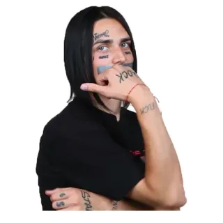 😷 tattooed, man, gestures, call me sign, portrait whatsapp sticker