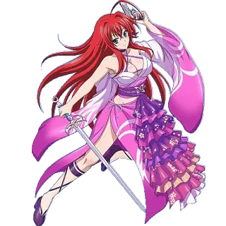 🗡 Rias Gremory High School DxD Anime, Espada, cabelo ruivo, Magia, Fantasia, sexy telegram sticker