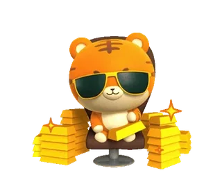 😎 老虎, 黄金, 财富, 太阳镜, 卡通, 角色 telegram sticker