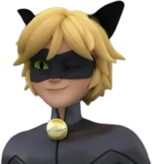 😺 Cat Noir Miraculous: Tales of Ladybug & Cat Noir Cartoon, Anime, Katze, Superheld, lächelnd, zwinkernd telegram sticker