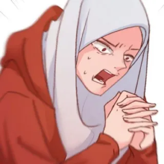 😄 muslimah, wanita, takut, khawatir, ketakutan, hijab, kesal, cemas telegram sticker