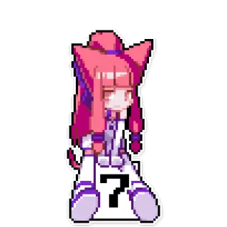 👍 7 Anime, Chica, Gato, Pixel, Kawaii telegram sticker
