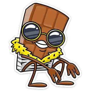 😎 chocolat, bonbon, dessin animé, lunettes de soleil, personnage telegram sticker
