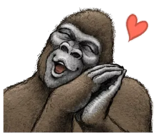 😘 gorila, coração, amor, animal, adesivo, macaco, primata telegram sticker