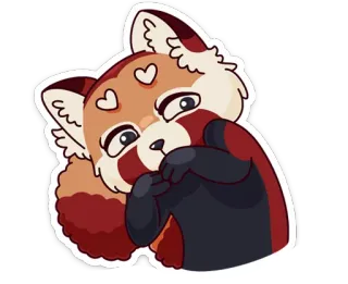 😟 rode panda, schattig, dier, hart, sticker telegram sticker
