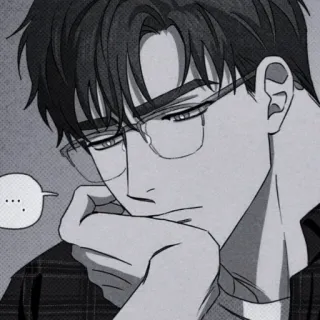 🩸 ... man, glasses, thinking, pensive, contemplative telegram sticker