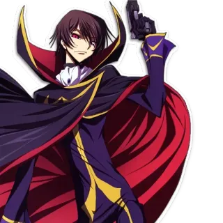 🔫 Lelouch Lamperouge Code Geass anime, code geass, lelouch, lelouch lamperouge, gun, cape, anime character telegram sticker