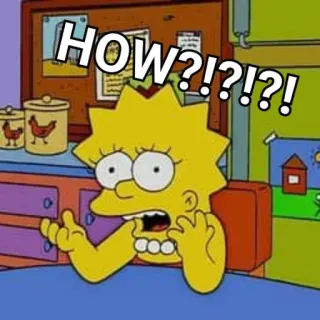 🤯 Lisa Simpson The Simpsons HOW?!?!?! リサ・シンプソン, シンプソンズ, アニメ, どうして, 混乱, 疑問 telegram sticker