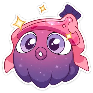 🤩 carino, calamaro, cartone animato, adesivo, viola, rosa, brillantini, adorabile whatsapp sticker
