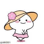 🙃 Cartoon, Niedlich, Sommer, Strand, Hut, Blume, Badeanzug telegram sticker