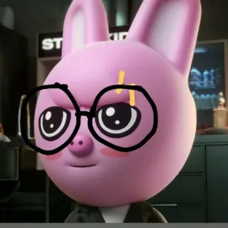 🐰 Dibujo animado, Animal, Gafas, Rosa, Lindo, Personaje telegram sticker