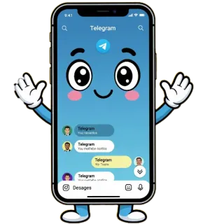 📱 Telegram Mascot Telegram telegram, mascot, phone, chat, messenger, social media, cartoon, waving whatsapp sticker