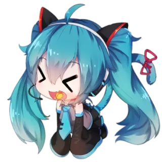 😝 Hatsune Miku Anime, Vocaloid, Mignon, Kawaii, Chibi, Hatsune Miku whatsapp sticker