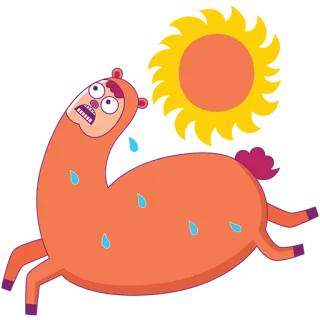 🔥 dibujos animados, animal, llama, naranja, sudoroso, asustado telegram sticker