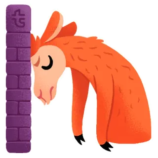 😣 llama, sedih, dinding, oranye, hewan, kartun telegram sticker
