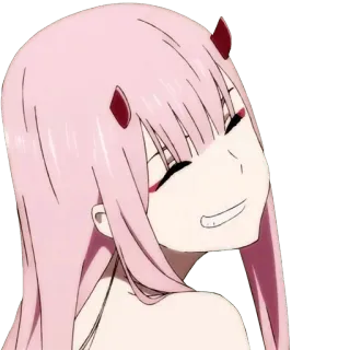 😁 Zero Two Darling in the Franxx Anime, Zero Two, Darling in the Franxx, Mädchen, Lächeln telegram sticker
