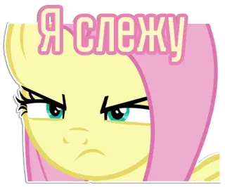 😑 Fluttershy My Little Pony Я слежу My Little Pony, Fluttershy, cartoon, watching, tracking, sticker telegram sticker